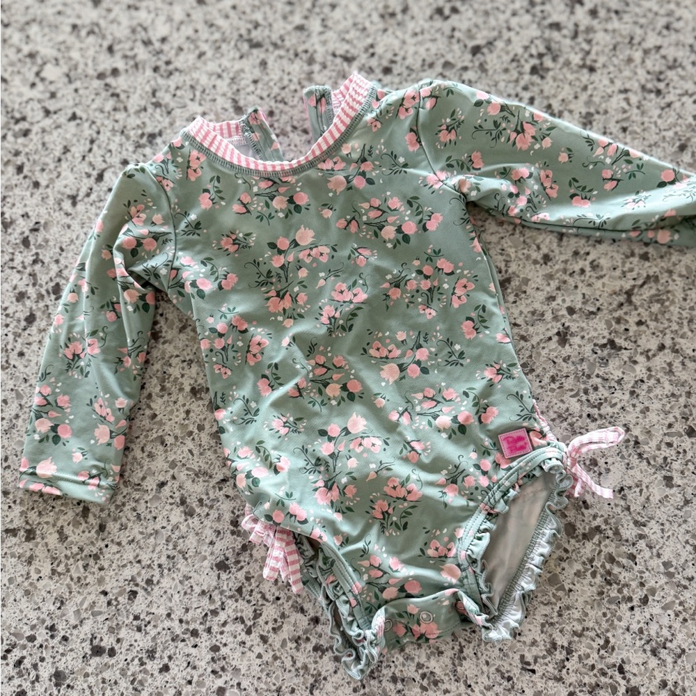 Ruffle Butts Green Floral Kids Bodysuit